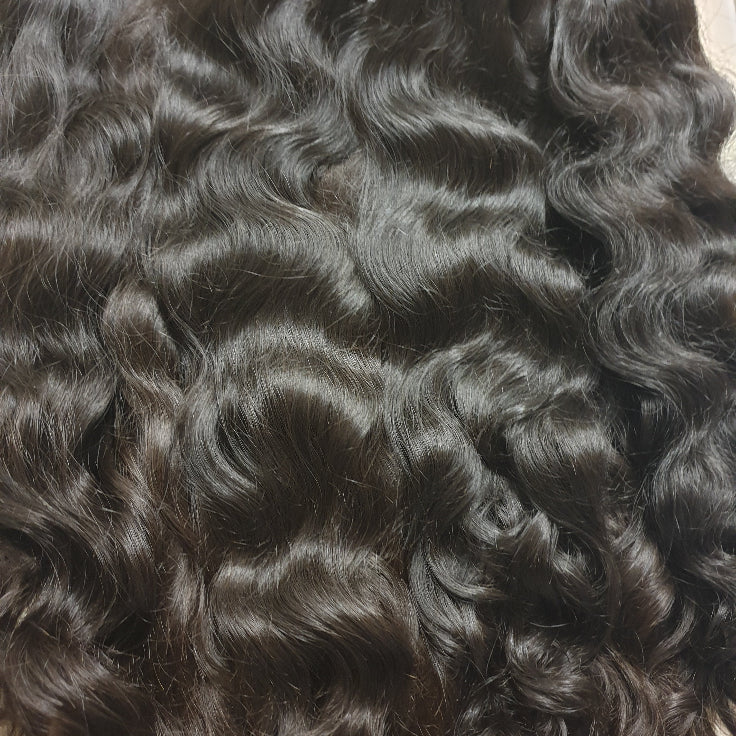 WAVY WEFT CHESTNUT NATURAL HAIR / CEPELLI ONDULATI TESSUTI CASTANO NATURALE