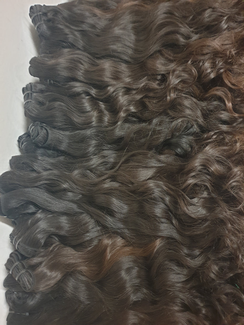 WAVY WEFT CHESTNUT NATURAL HAIR / CEPELLI ONDULATI TESSUTI CASTANO NATURALE